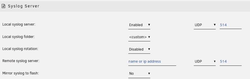 Configuration syslog distant